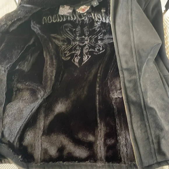 Harley Davidson Suede Faux Fir Jacket